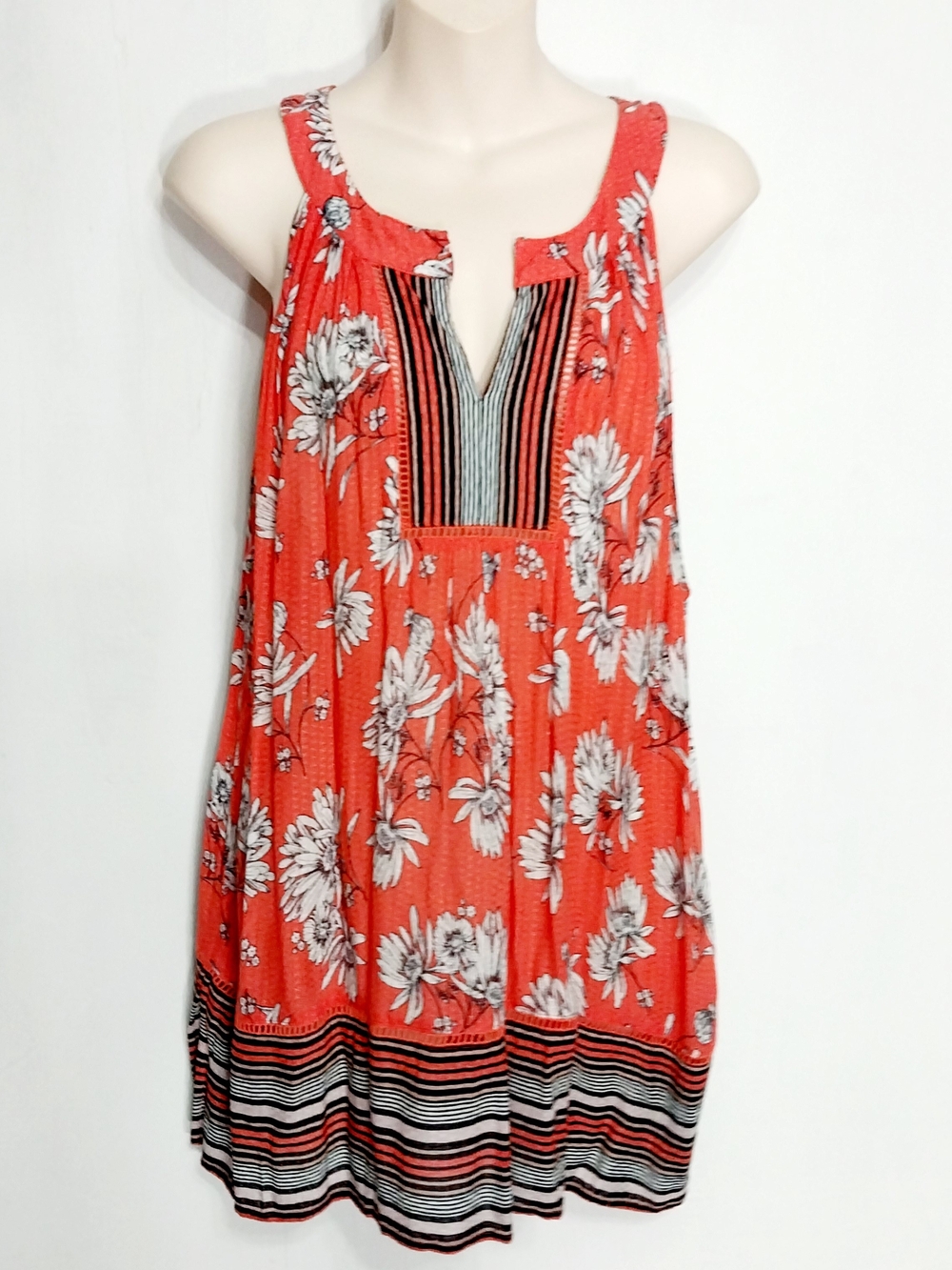 🔵BOGO FREE🔵Hannah Top Sleeveless Floral Striped Rayon  Sz XL